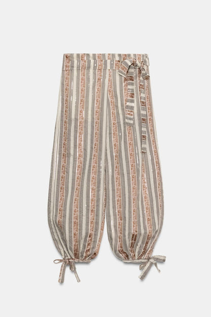 ADELIA – Pantalon fluide à rayures bohèmes