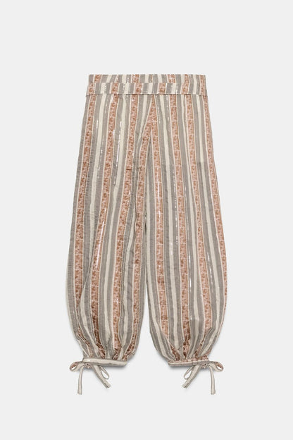ADELIA – Pantalon fluide à rayures bohèmes